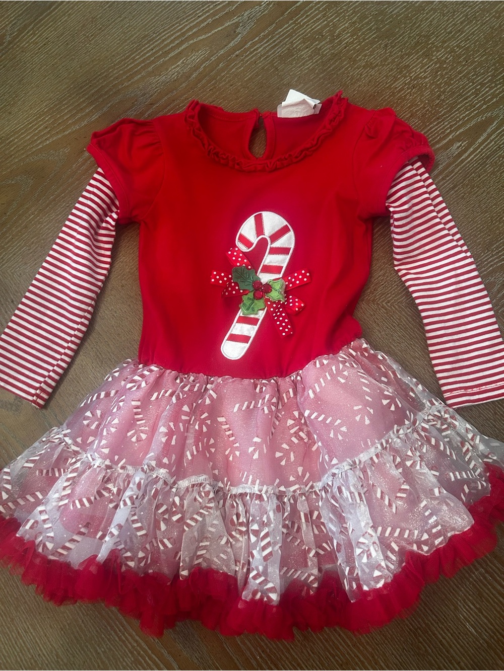 Girls Red Candy Cane Holiday Tutu Dress - Kids Costume